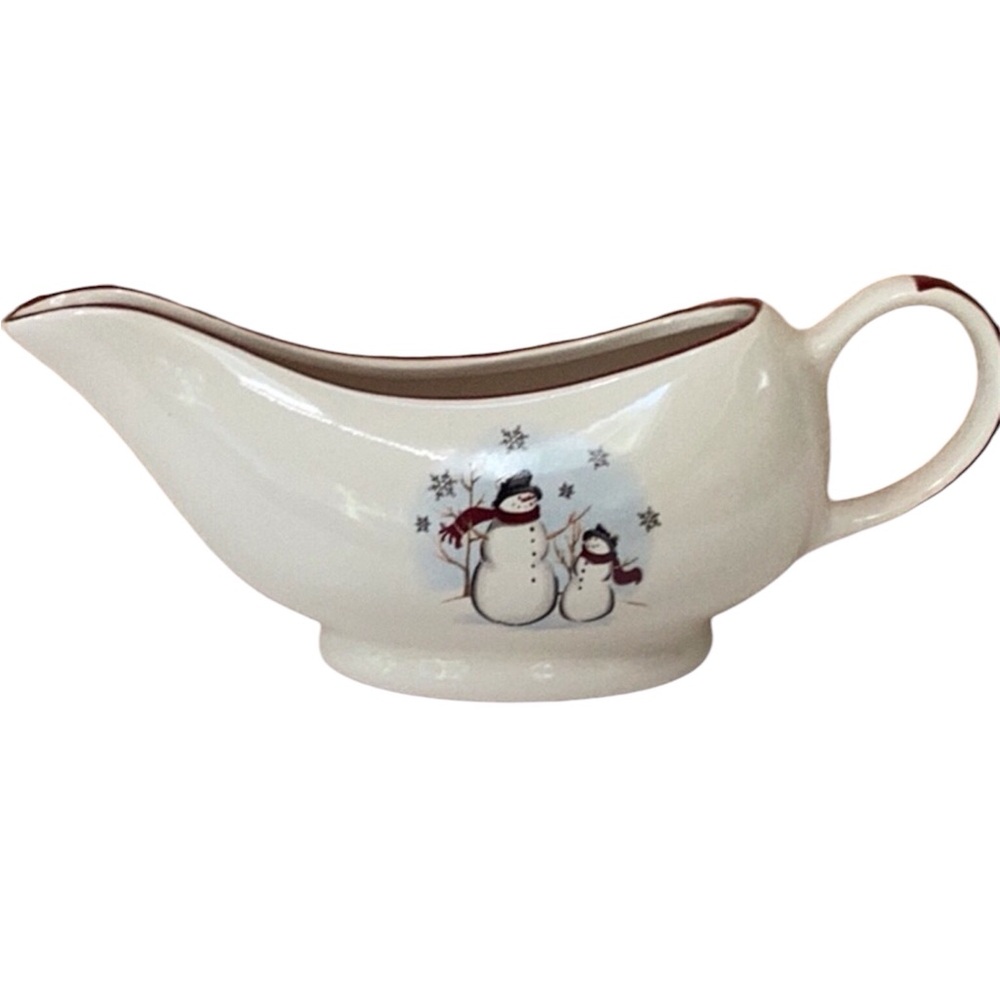 Royal Seasons Stoneware Snowman‎ Family Large Sauce Pitcher Gravy Boat